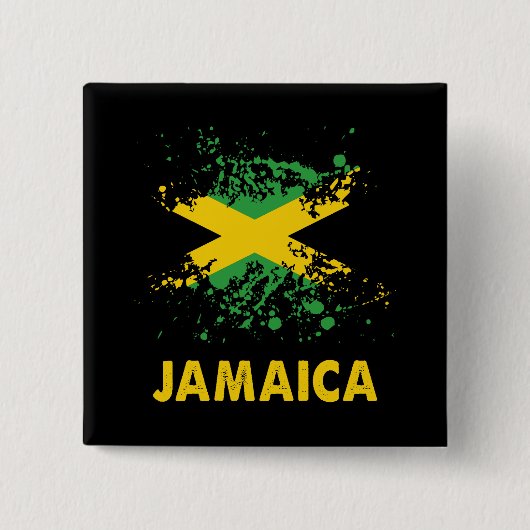 Jamaica Retro Wasserfarben Jamaikanische Flagge Button (Vorderseite)