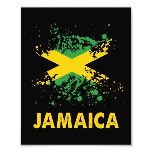 Jamaica Retro Wasserfarben Jamaikanische Flagge Fotodruck (Vorne)