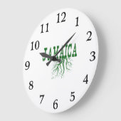 Jamaica Rooted Green Tree Roots Jamaican Word Art Große Wanduhr (Winkel)