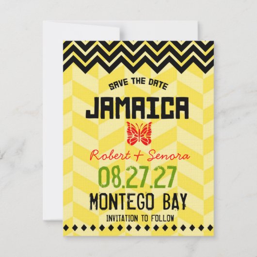 JAMAICA Save the Date Leinenpapier (Vorderseite)
