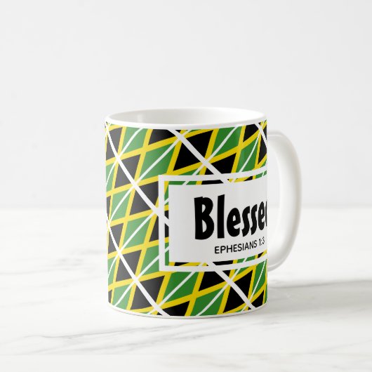 JAMAICA Scripting Patriotic White Jamaican Flag Kaffeetasse (VorderseiteRechts)