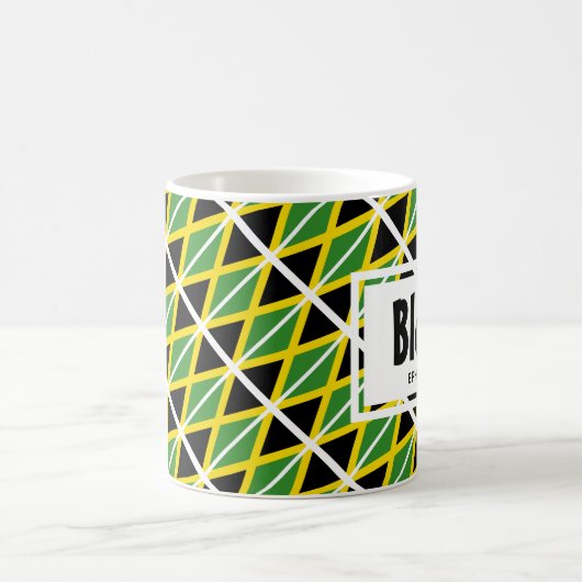 JAMAICA Scripting Patriotic White Jamaican Flag Kaffeetasse (Mittel)