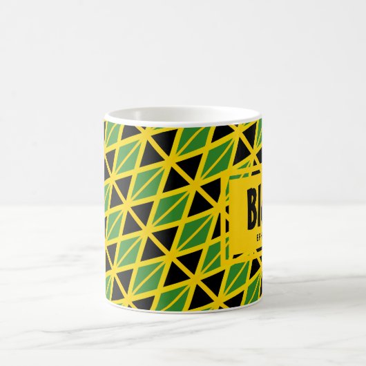 JAMAICA Scripting Patriotic Yellow Jamaican Flag Kaffeetasse (Mittel)