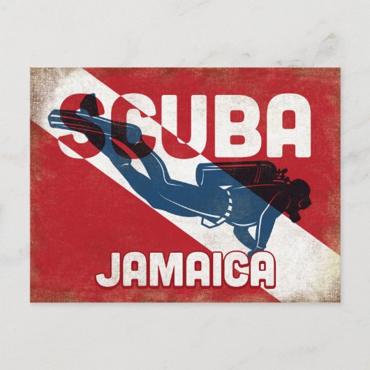 Jamaica Scuba Diver - Blue Retro Postkarte (Vorderseite)