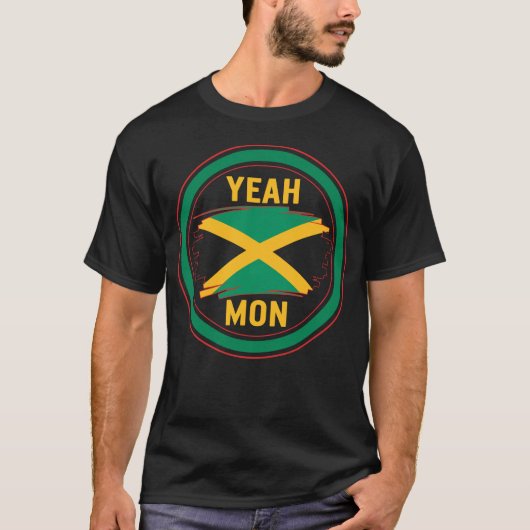 Jamaica Shirt, Yeah Mon Jamaican Flag Design T-Shi T-Shirt (Vorderseite)