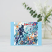 Jamaica spearfishing postkarte (Stehend Vorderseite)