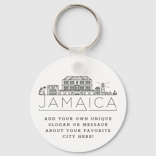 Jamaica Stylized Skyline| Custom Slogan Schlüsselanhänger (Vorderseite)