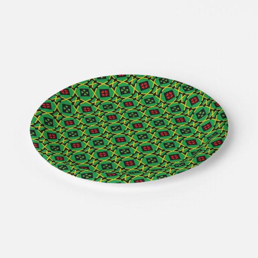 Jamaica Table Set, Herz und Jamaica Flag Pappteller (Schrägansicht)