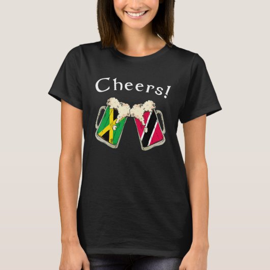 Jamaica Trinidad & Tobago Flag Cheers Beer Grown P T-Shirt (Vorderseite)