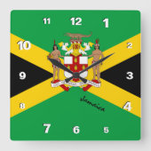 Jamaica-Uhr, patriotische Zuhause, jamaikanische F Quadratische Wanduhr (Vorderseite)