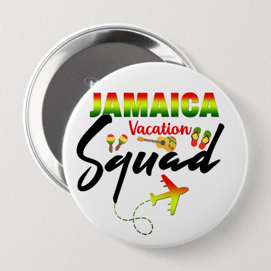 Jamaica Vacation Squad Group Matching Reggae Button (Vorne & Hinten)