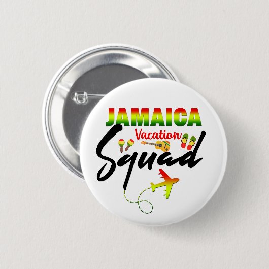 Jamaica Vacation Squad Group Matching Reggae Button (Vorne & Hinten)