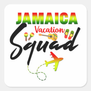 Jamaica Vacation Squad Group Matching Reggae Quadratischer Aufkleber