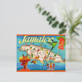 Jamaica Vintag Map Postcard Postkarte (Stehend Vorderseite)