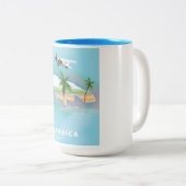 Jamaica Vintage Reiseplakat Zweifarbige Tasse (VorderseiteRechts)