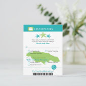 Jamaica Wedding RSVP Confirmation Boarding Pass Karte (Stehend Vorderseite)