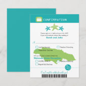 Jamaica Wedding RSVP Confirmation Boarding Pass Karte (Vorne/Hinten)