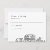 Jamaica Wedding | Stilisierte Skyline-UAWG RSVP Karte (Vorderseite)