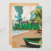 Jamaica Wedding Vintage Travel Poster Einladung (Vorne/Hinten)