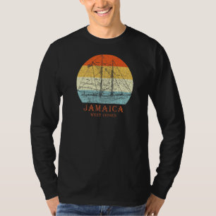 Jamaica West Indies Vintag Blueprint Sailboat Vac T-Shirt