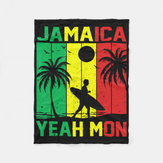 Jamaica Yeah Mon Palm Tree Surfing Beach Summer  Fleecedecke