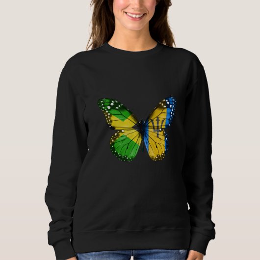 Jamaican Barbadian Flag Butterfly Sweatshirt (Vorderseite)