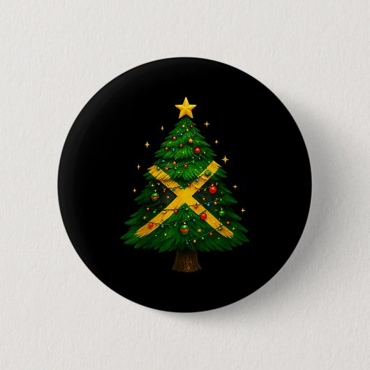Jamaican Christmas Tree Design, Festive Holiday Gr Button (Vorderseite)