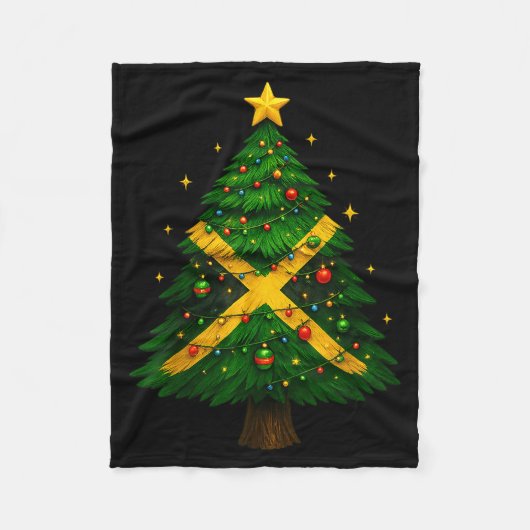 Jamaican Christmas Tree Design, Festive Holiday Gr Fleecedecke (Vorderseite)