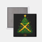 Jamaican Christmas Tree Design, Festive Holiday Gr Magnet (Vorderseite/Rückseite)