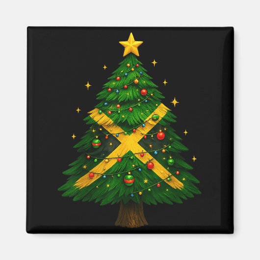 Jamaican Christmas Tree Design, Festive Holiday Gr Magnet (Vorne)