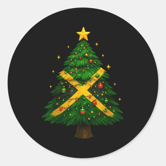 Jamaican Christmas Tree Design, Festive Holiday Gr Runder Aufkleber (Vorderseite)