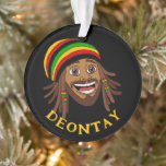 Jamaican Cute Rasta Man Personalized Ornament<br><div class="desc">Black Christmas tree ornament featuring a happy Rastafarian man. The text on the front is customisable,  so you can add a name or message.</div>