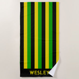 Jamaican Flag Colored Black Yellow Green Striped Strandtuch