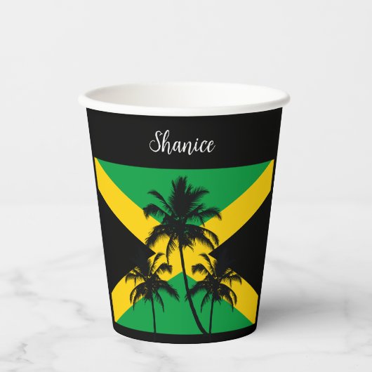 Jamaican Flag Happy Birthday Patriotic Pappbecher (Vorderseite)