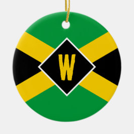 Jamaican Flag Monogram Christmas Keramik Ornament