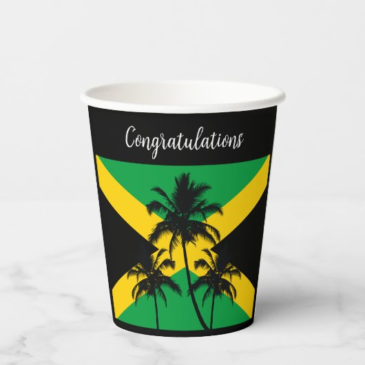 Jamaican Flag Wedding Congratulations Pappbecher (Rückseite)