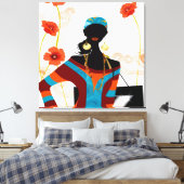 Jamaican Girl Wrapped Canvas Leinwanddruck (Insitu (Schlafzimmer))