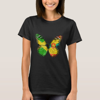 Jamaican Grenadan Flag Butterfly T-Shirt