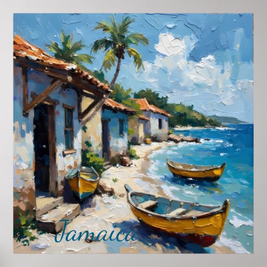 Jamaican homes by the sea shore poster (Vorne)