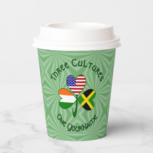 Jamaican Irish American Shamrock Personalized Text Pappbecher (Rückseite)