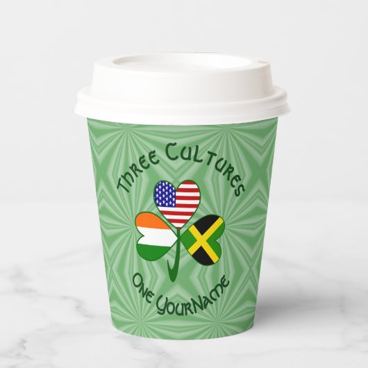 Jamaican Irish American Shamrock Personalized Text Pappbecher (Vorderseite)