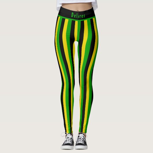 Jamaican Island Vibes Striped Leggings (Vorderseite)