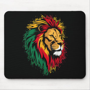 Jamaican Lion Jamaican Rasta Flag Lion of Judah Re Mousepad
