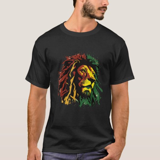 Jamaican Lion Jamaican Rasta Flag Lion of Judah Re T-Shirt (Vorderseite)