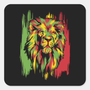 Jamaican Lion Rasta African Reggae Quadratischer Aufkleber