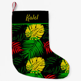 Jamaican Rasta Flag Colors Tropical Palms Kleiner Weihnachtsstrumpf