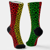 Jamaican Rasta Flag Farben Leopard Print Socken (Gewinkelt)