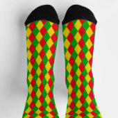 Jamaican Rasta Flag gefärbt Diamonds Gemustert Socken (Oben)