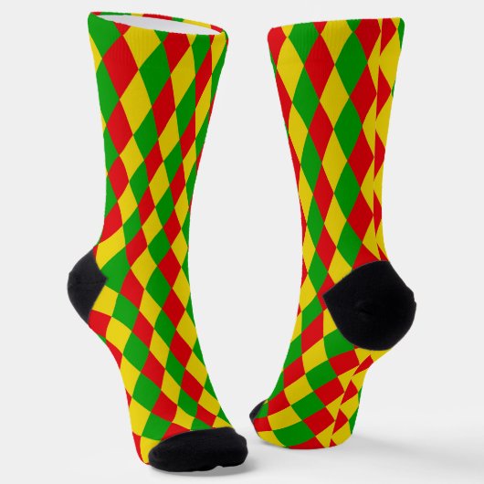 Jamaican Rasta Flag gefärbt Diamonds Gemustert Socken (Gewinkelt)