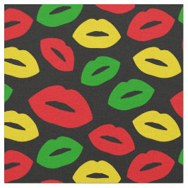 Jamaican Rasta Flag Kolored Lipstick Kisses Stoff